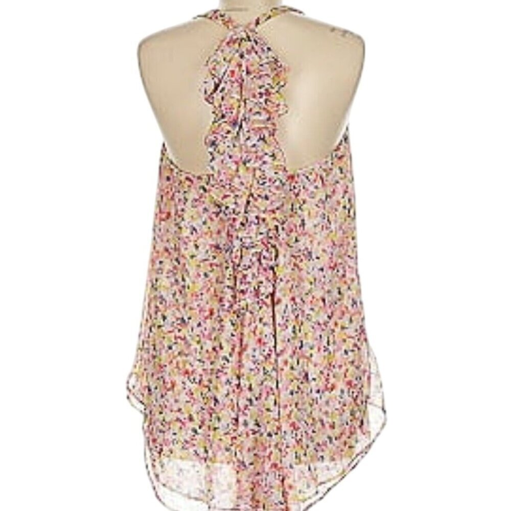 Anthropologie McGinn Sweet William Ruffled Sleeveless Top Floral Size 8